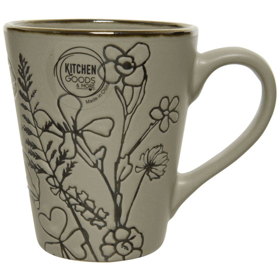 Mug à thé gris motif fleurs