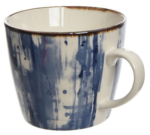Mug avec coupelle porcelaine bleue aquarelle