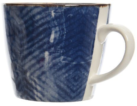 Mug avec coupelle porcelaine bleue graphique