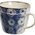 Mug avec coupelle porcelaine bleue losange