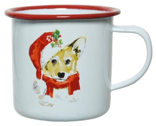 Mug émaillé corgy de Noël