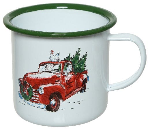 Mug émaillé Poule de Noël