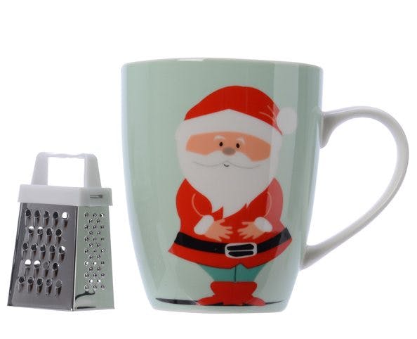 Mug en porcelaine décor Père Noël avec rape à chocolat 10cm
