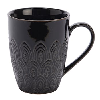 Mug noir motifs art déco grès