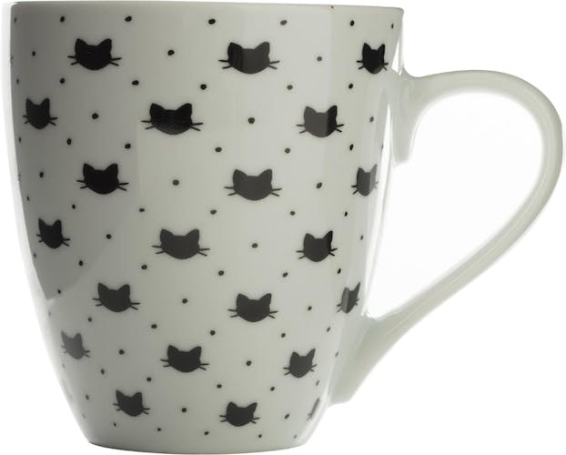 Mug rond blanc motif chats en porcelaine