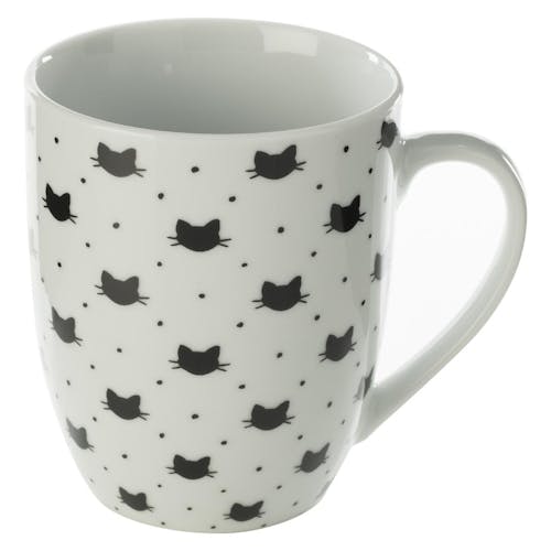 Mug rond blanc motif chats en porcelaine