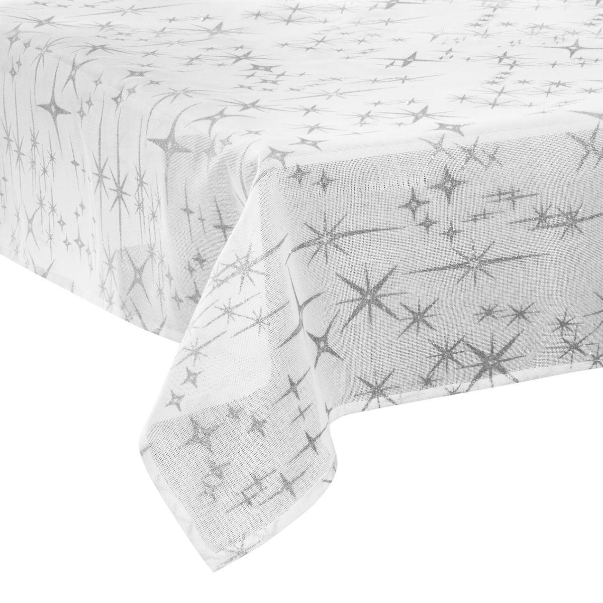Nappe de Noël blanche étoiles pailletées 140x360 cm