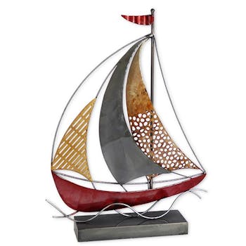 Objet déco à poser bateau rouge et or