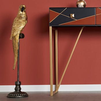 Objet déco à poser perroquet doré sur perchoir