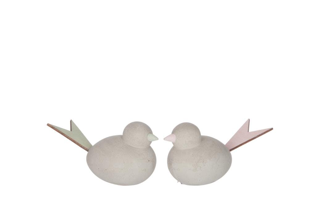 Oiseau ciment gris menthe rose clair petit modèle 11x6cm (unité)