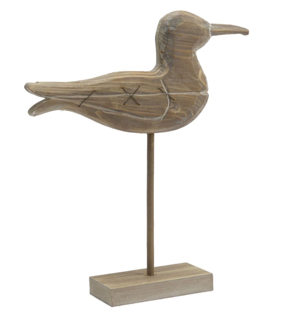 Oiseau en bois sculpté sur socle H30cm