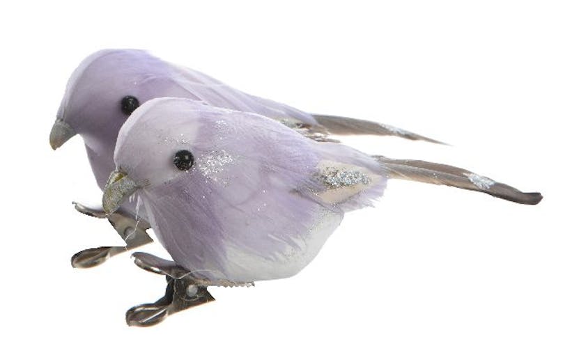 Oiseau lilas avec clip 10x4cm
