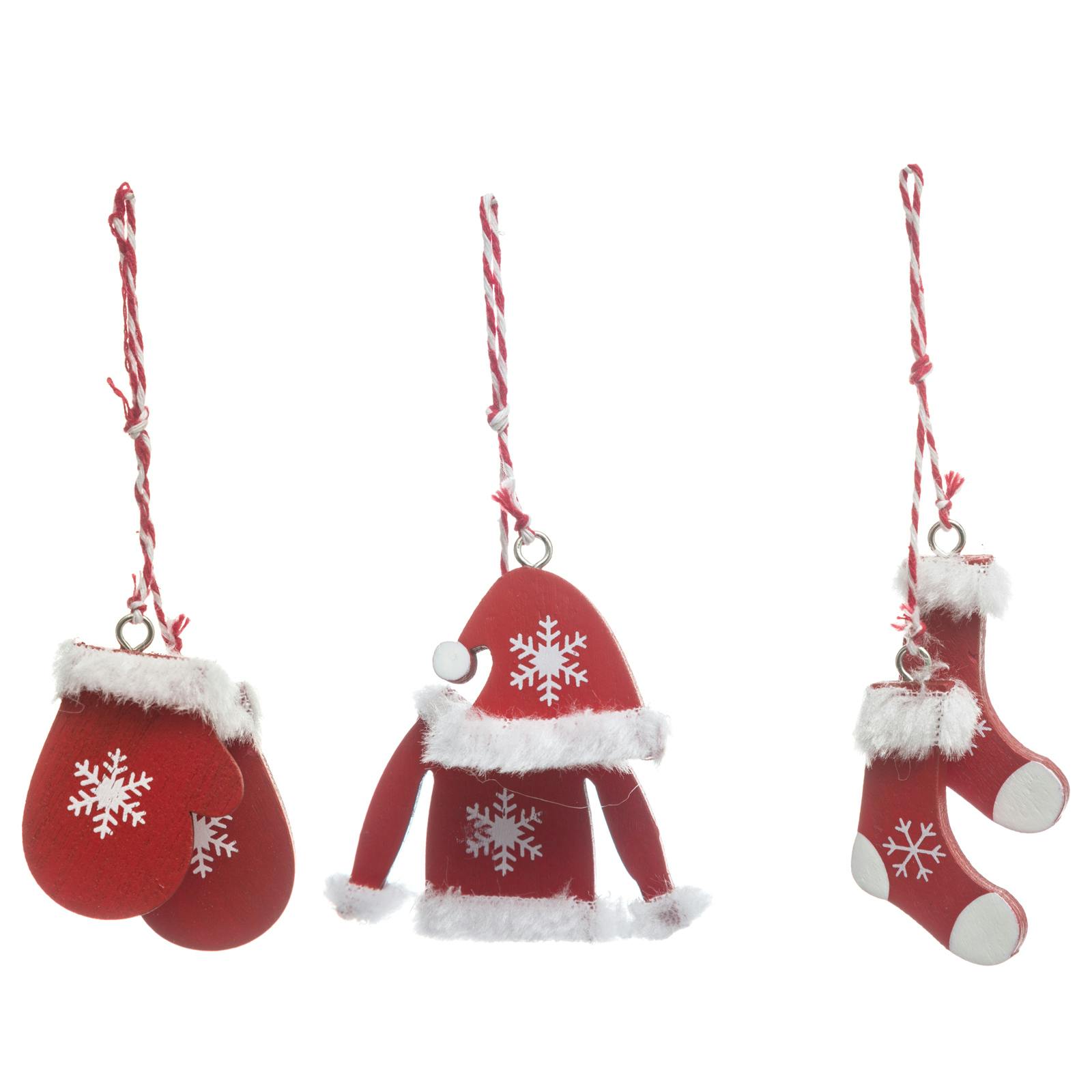 Paires de sujets de Noël rouges à suspendre (lot de 3)