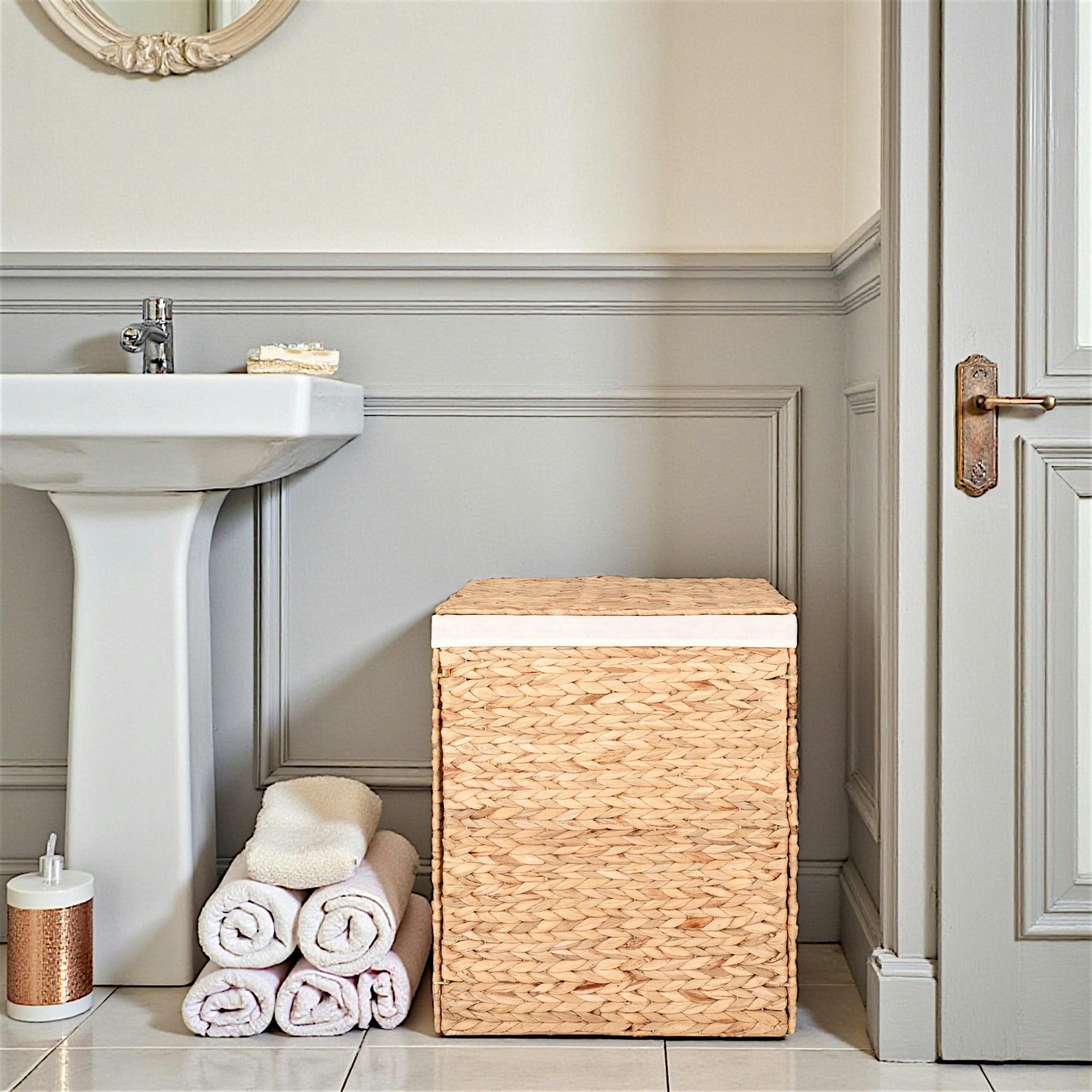 Panier à linge en jacynthe d'eau H 55 cm