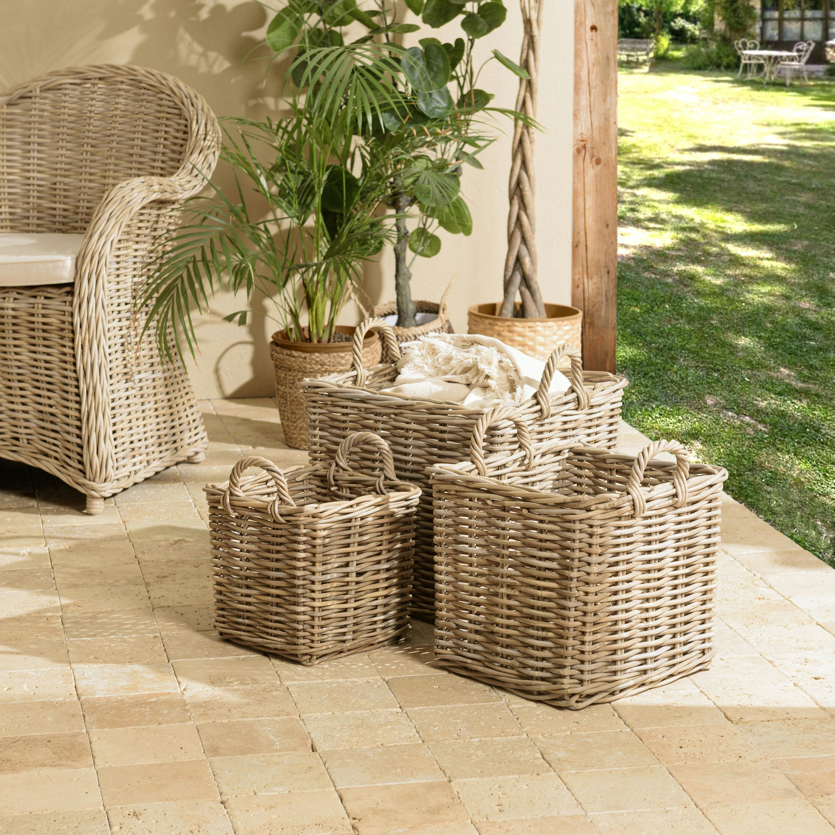 Panier carré en kubu naturel (lot de 3) MANY