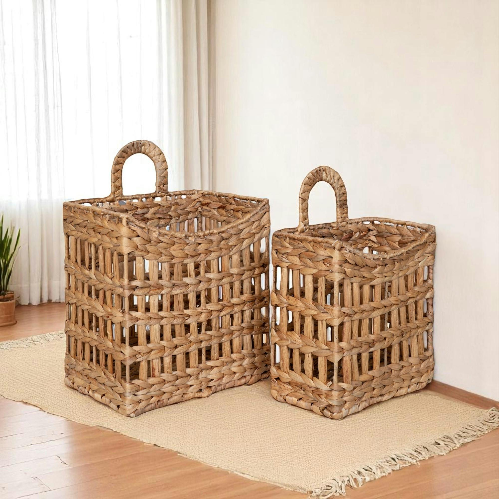 Panier de rangement à suspendre en jacinthe d'eau (lot de 2)