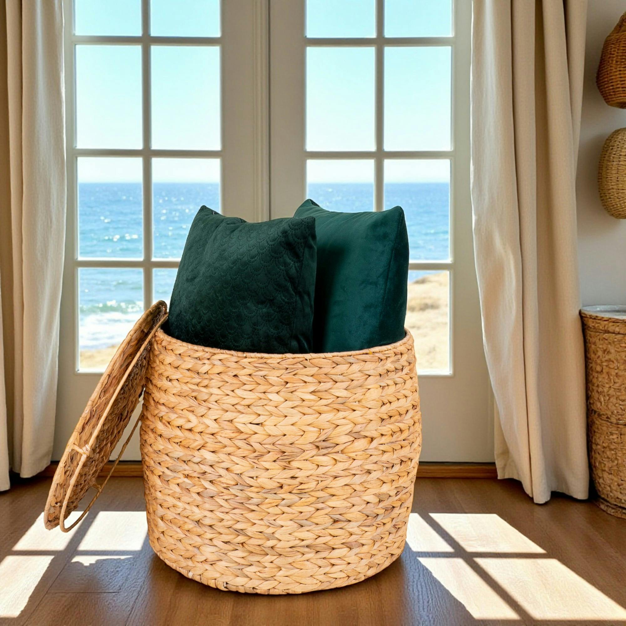 Panier de rangement avec couvercle – fibres naturelles BRUGES