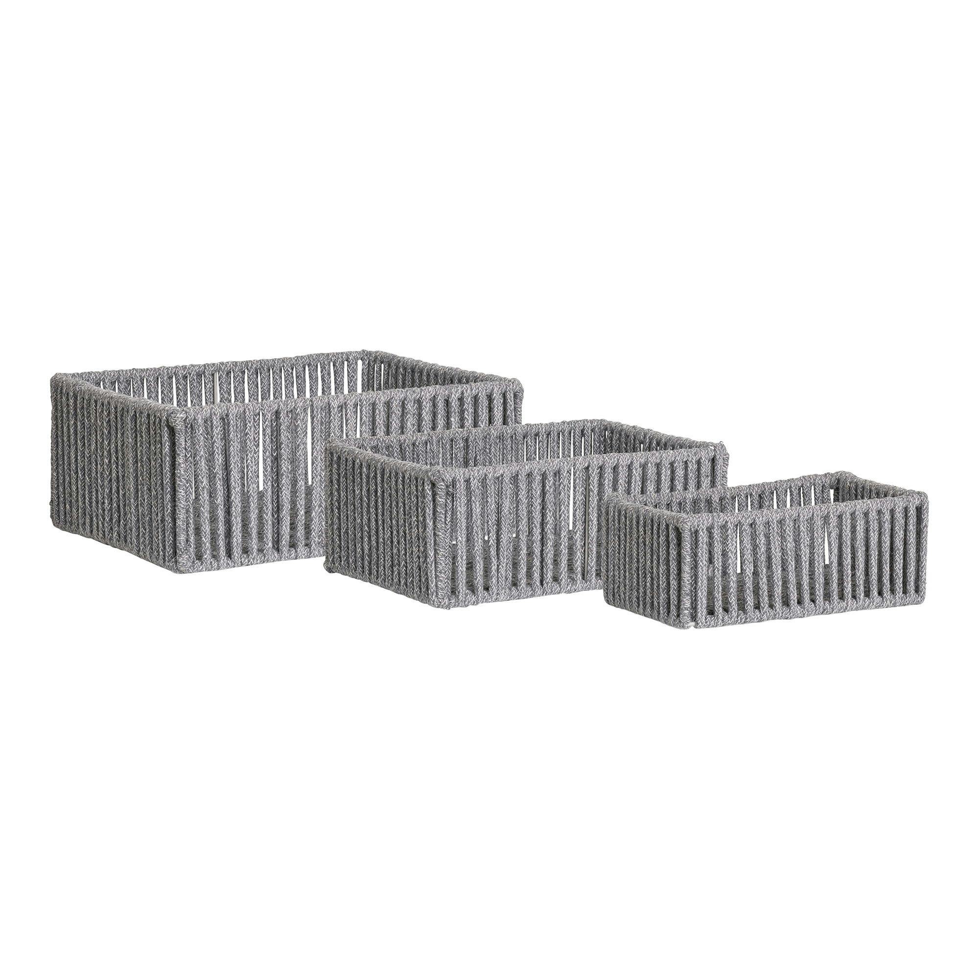 Panier de rangement déco en coton gris et blanc (lot de 3)