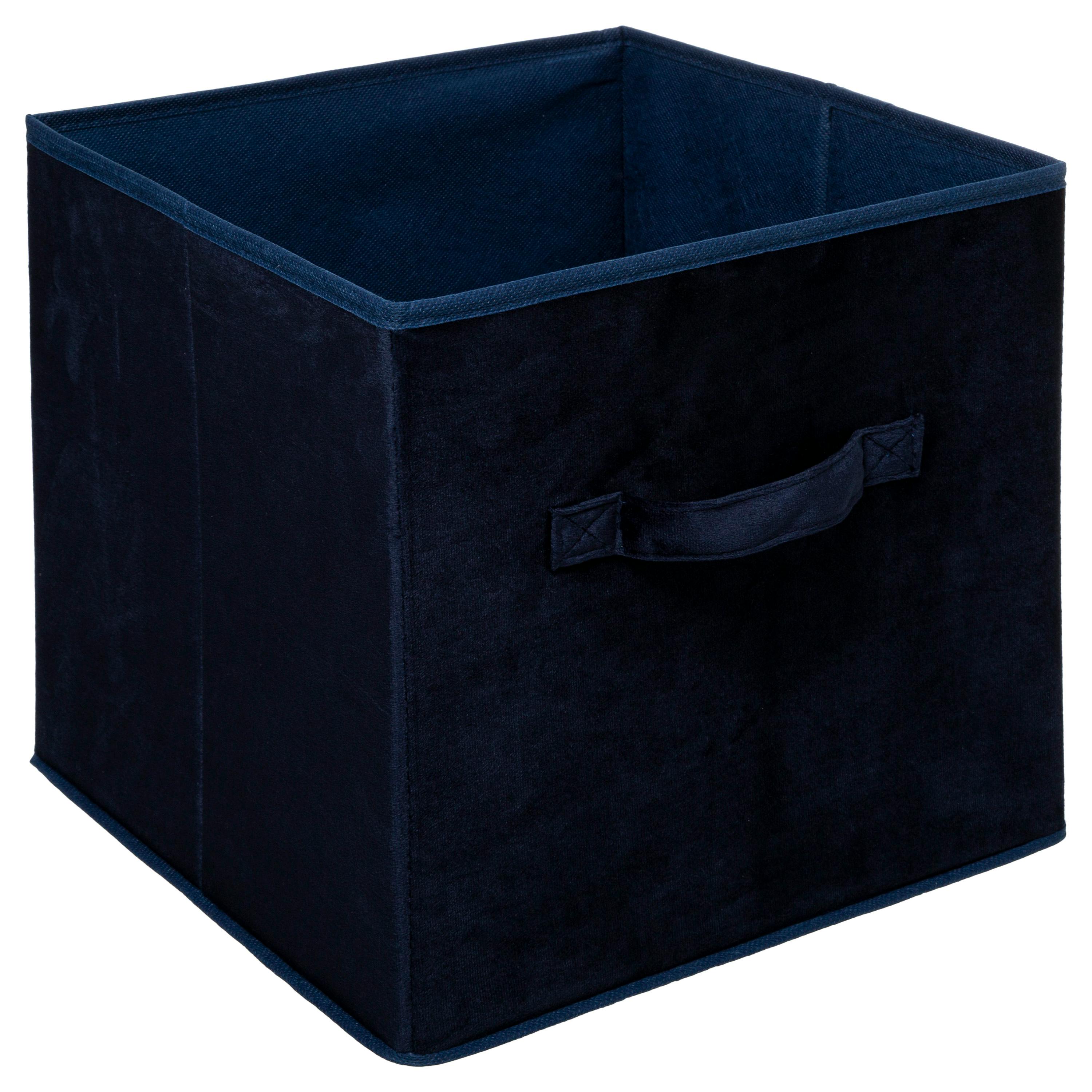 Panier de rangement en velours bleu nuit 31 cm