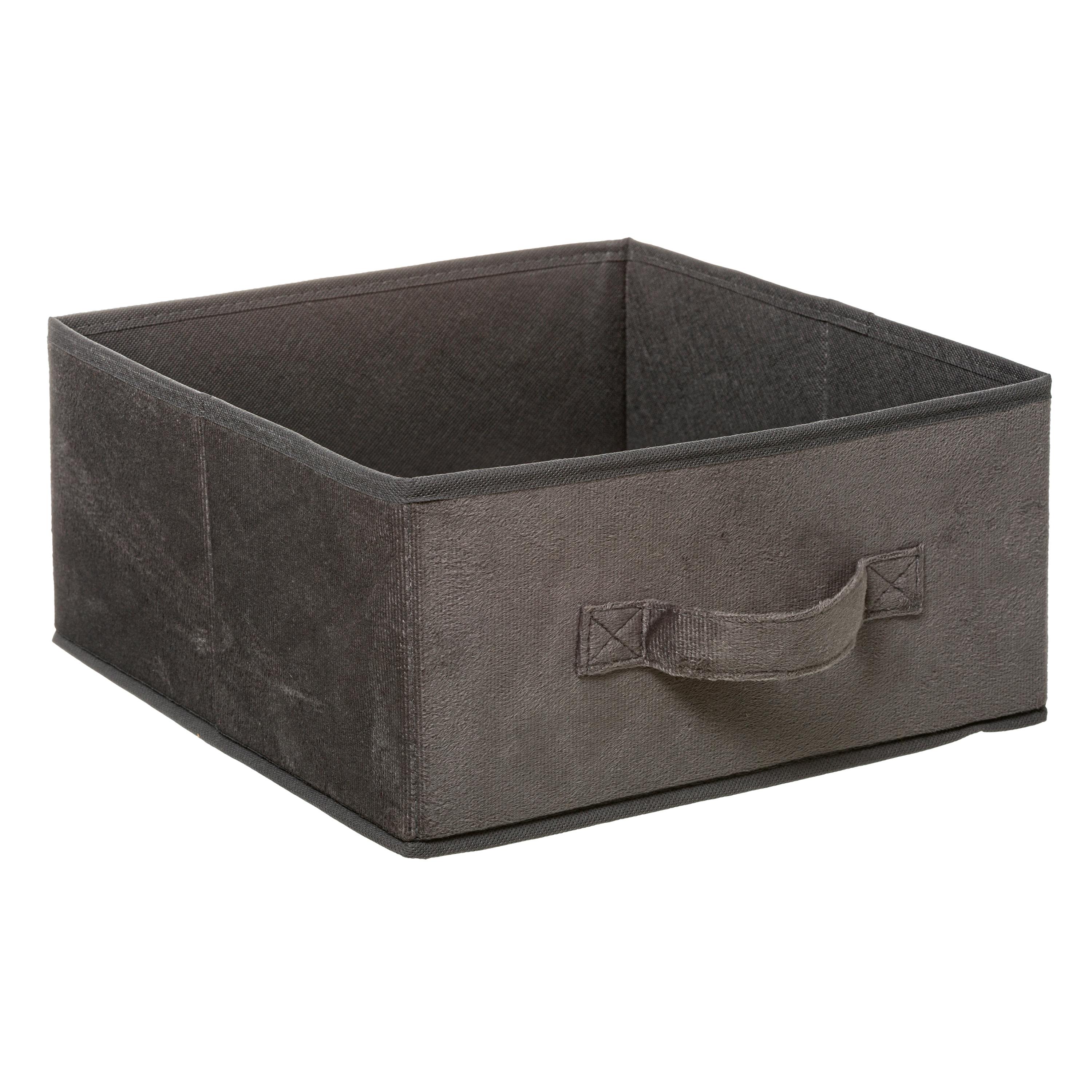 Panier de rangement en velours gris foncé bas 31 cm