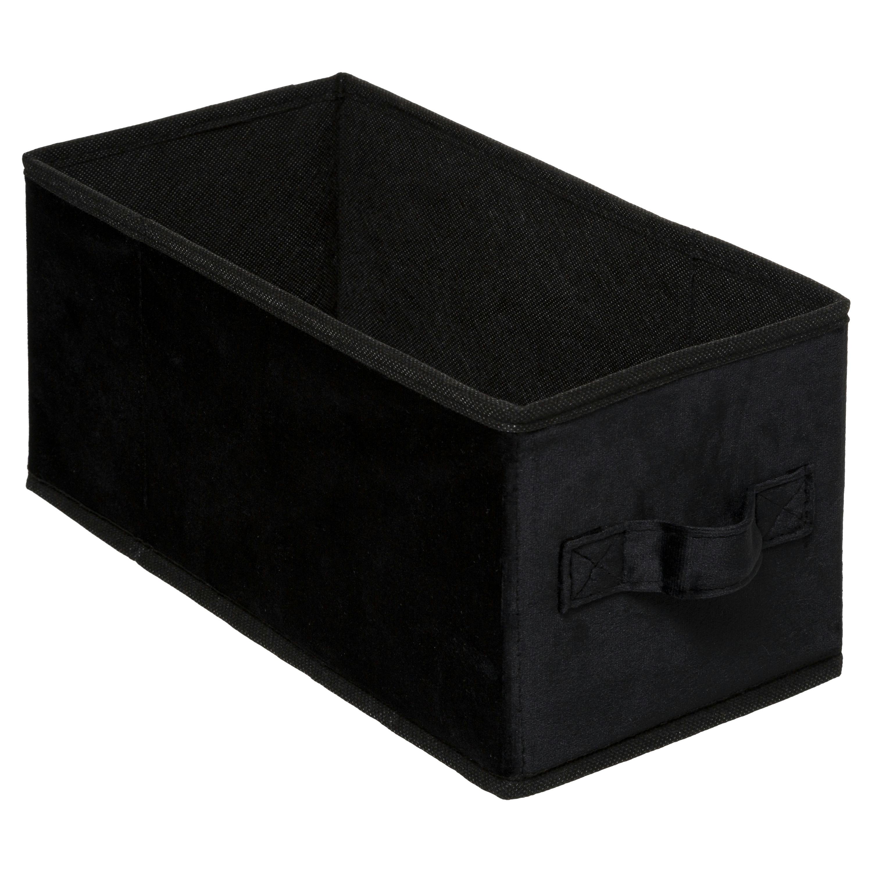 Panier de rangement en velours noir rectangulaire