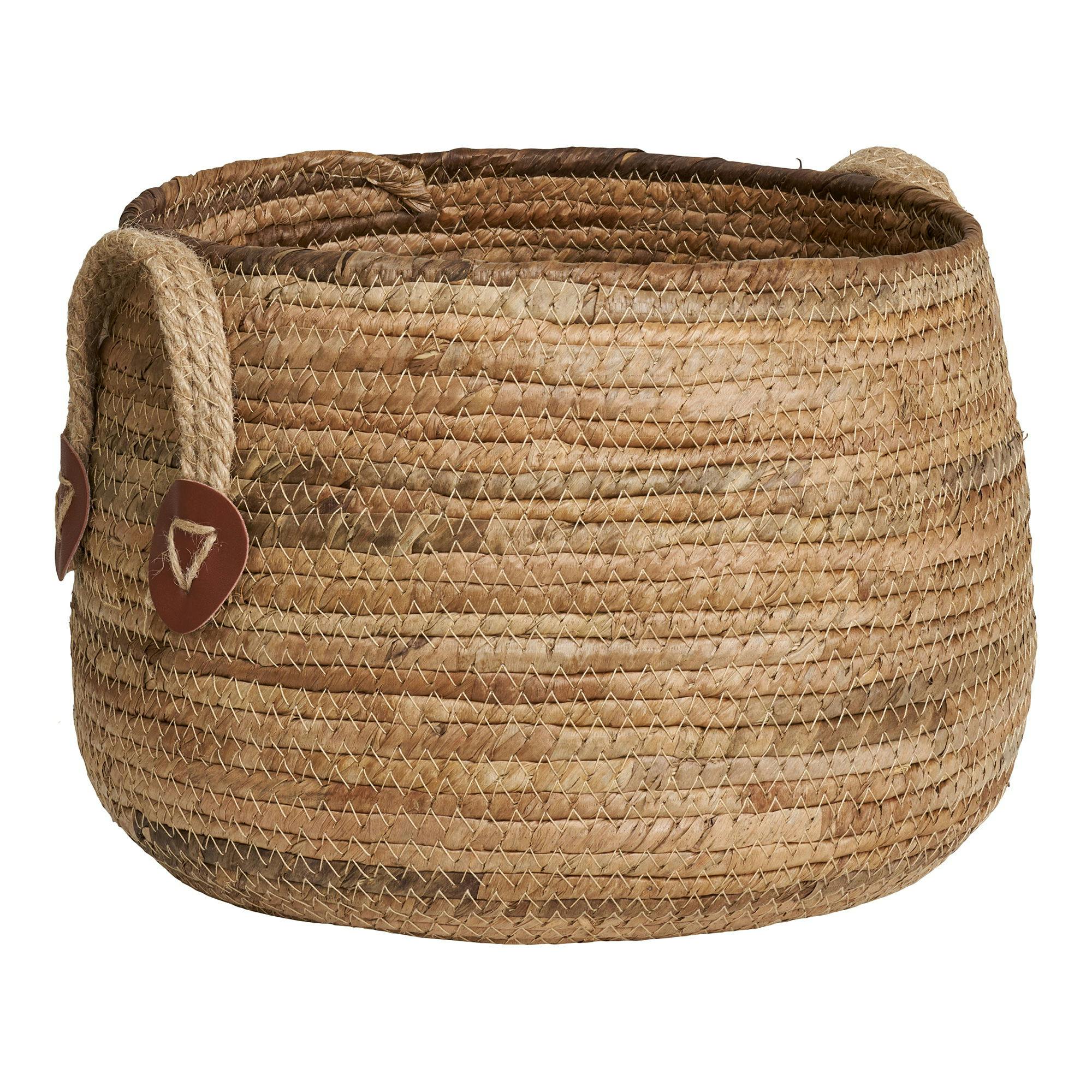 Grand Panier De Rangement Rond Cannage - Déco Bûches/baignoire