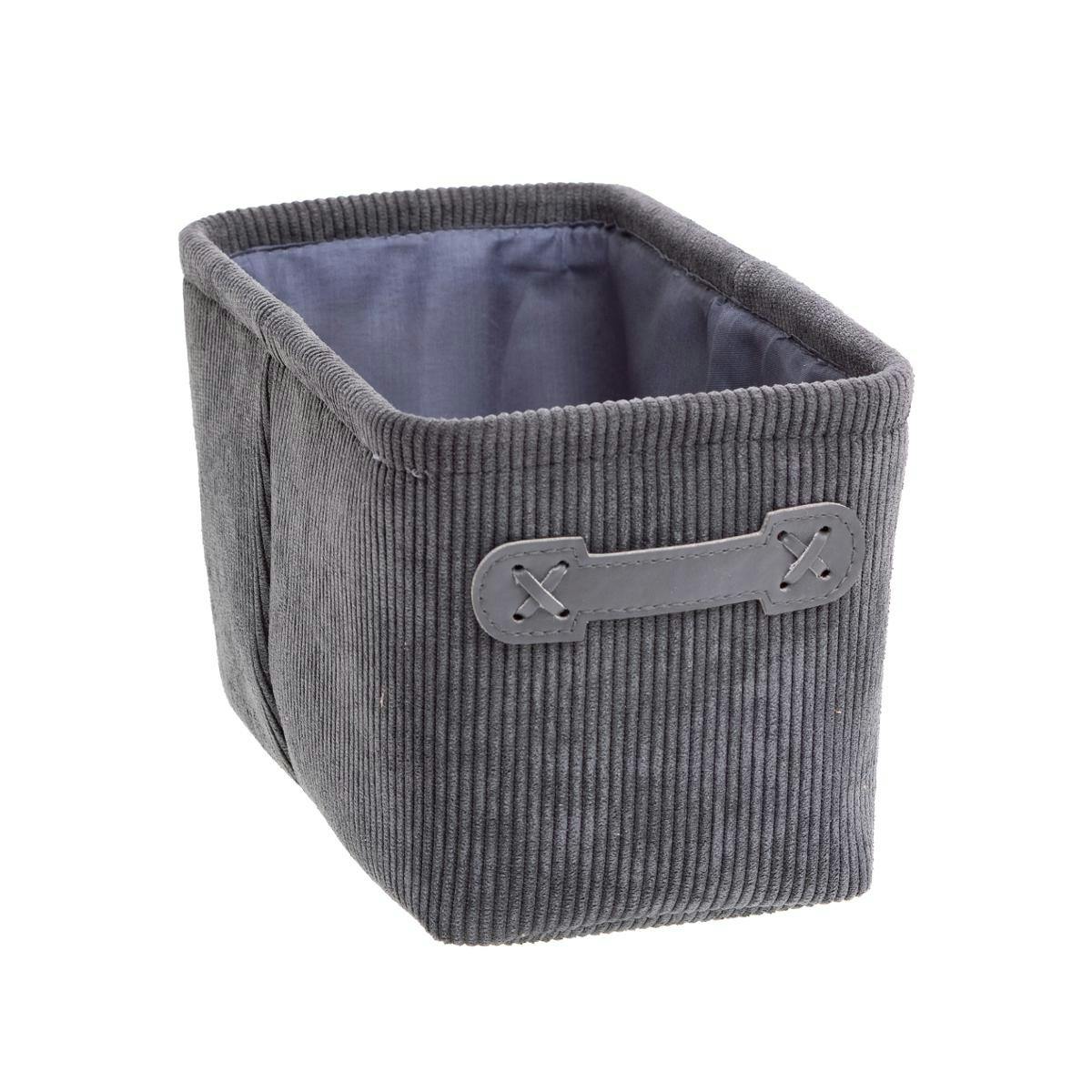 Panier de rangement velours côtelé gris rectangle