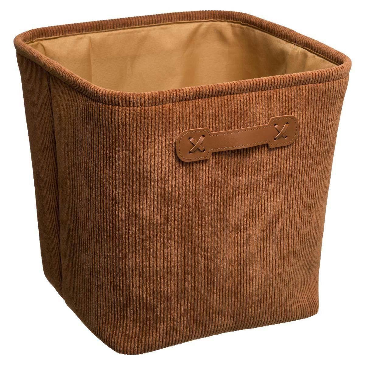 Panier de rangement velours côtelé terracotta haut
