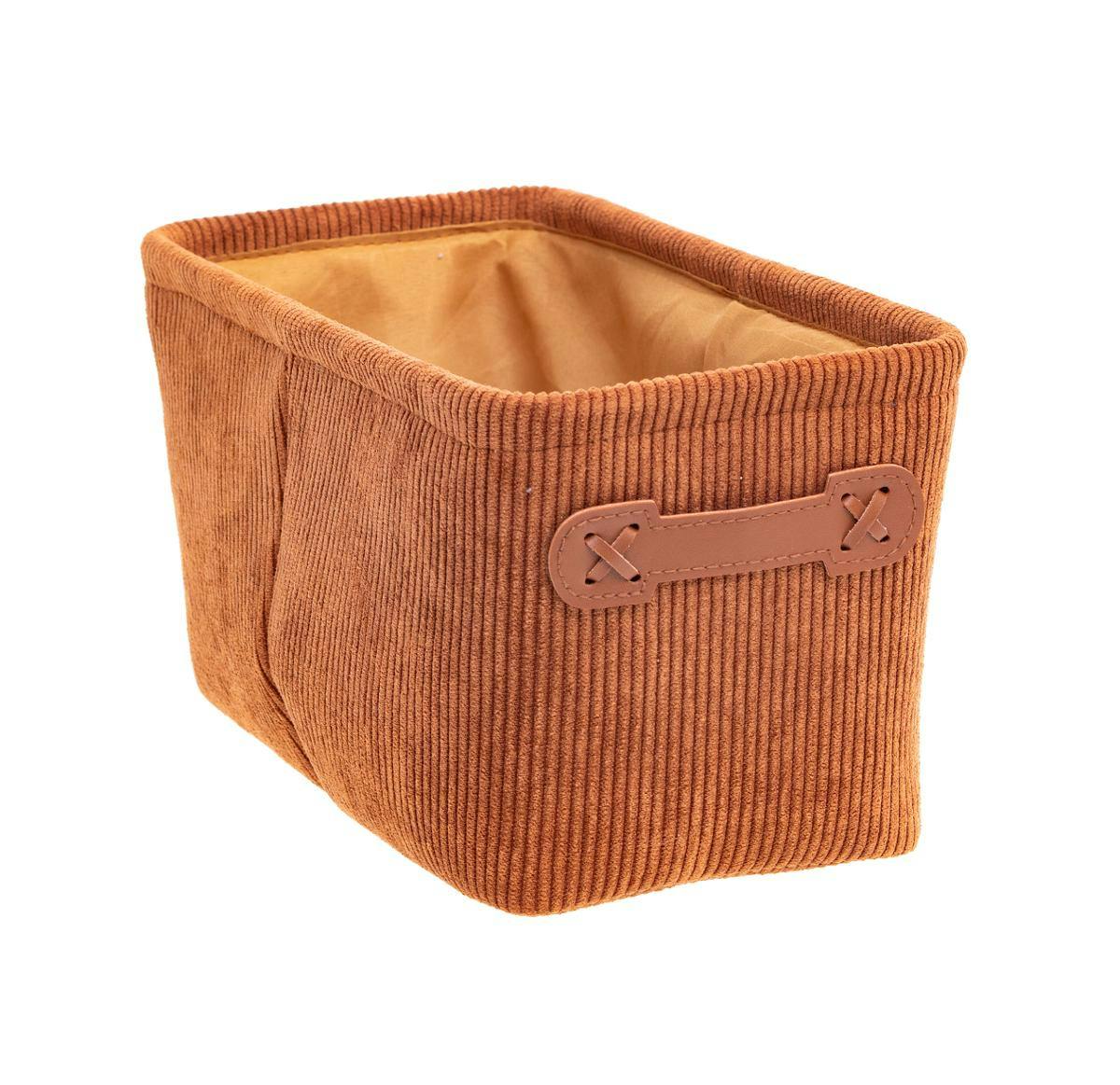 Panier de rangement velours côtelé terracotta rectangle