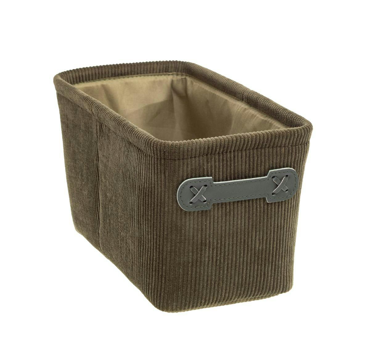 Panier de rangement velours côtelé vert rectangle