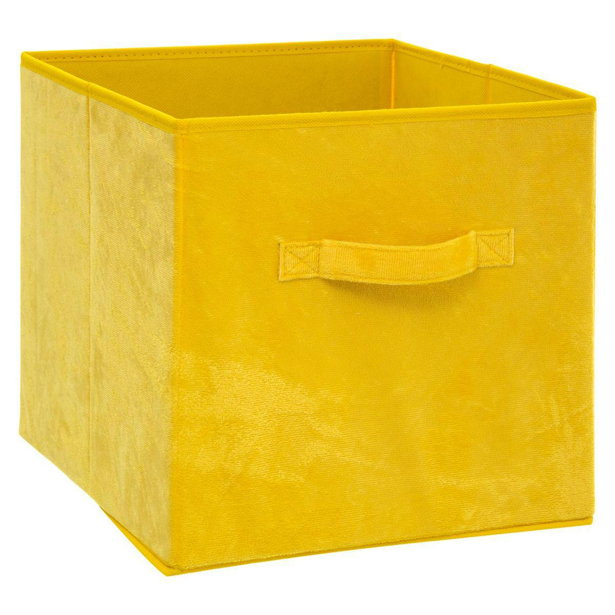 Panier de rangement velours jaune 31 cm