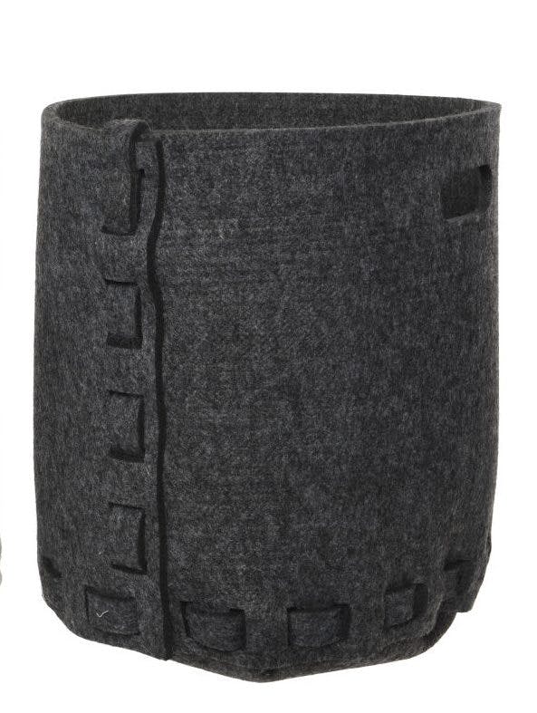 Panier en feutrine gris foncé et corde D36xH38cm