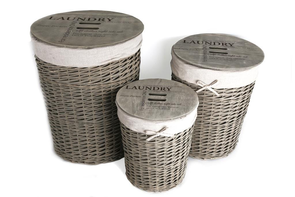 Panier linge en saule tissu Moyen modèle