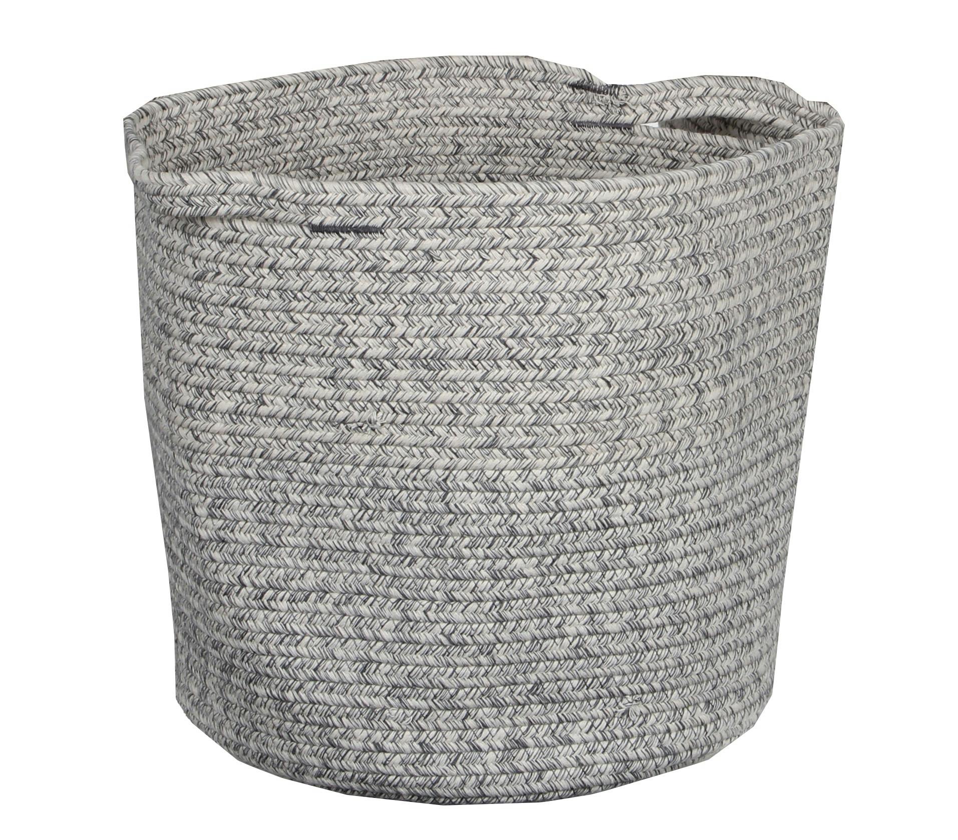 Panier lombock rond en coton aspect tissé chiné tons gris clairs à poignées D40xH38cm