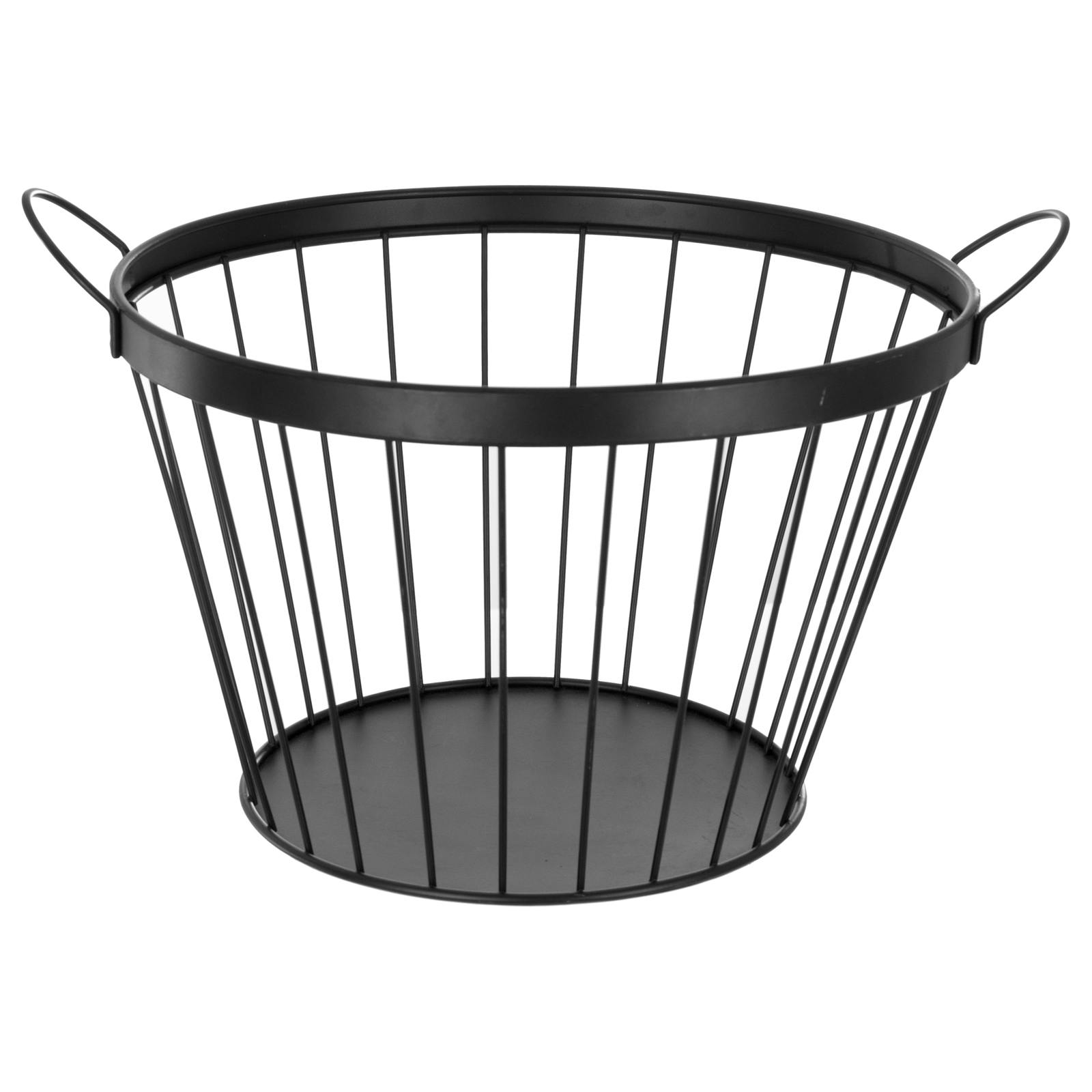 Panier moderne en métal et étain fil noir avec anses 42x29x35cm