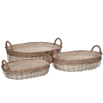 Panier ovale rotin métal naturel moyen modèle 43x29x17cm
