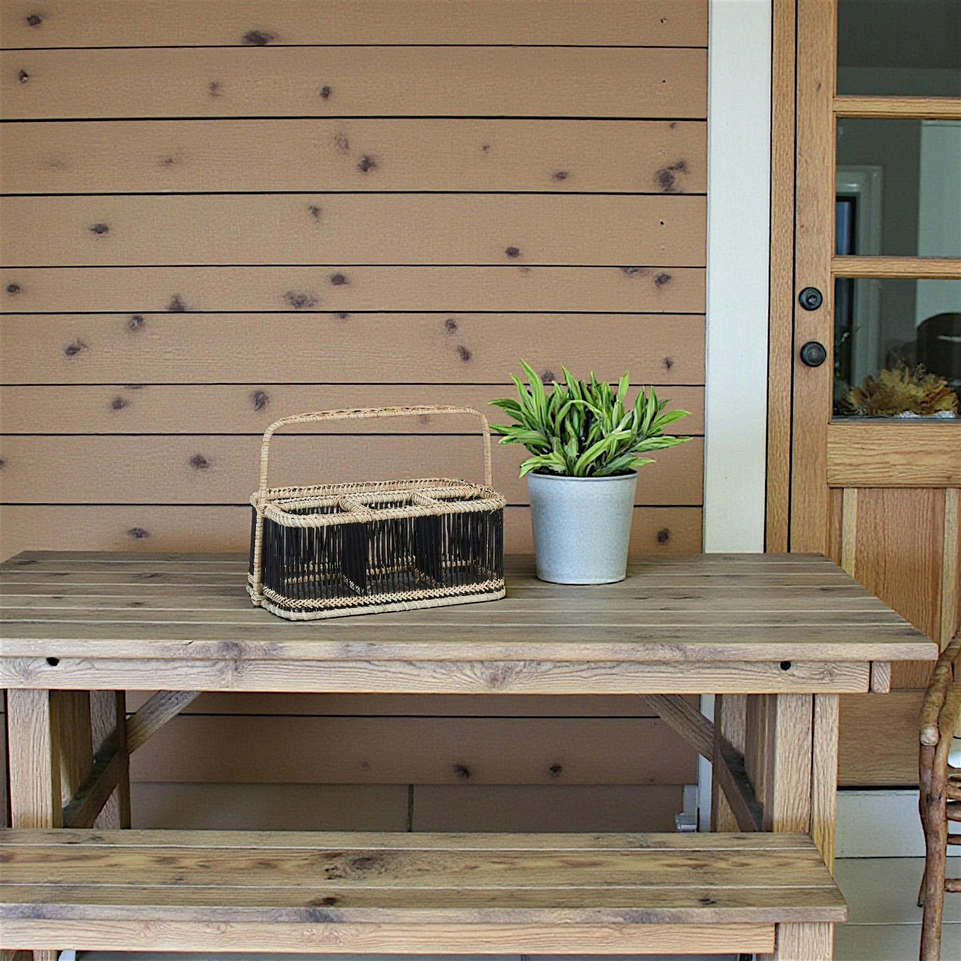 Panier rectangle compartimenté noir à anse