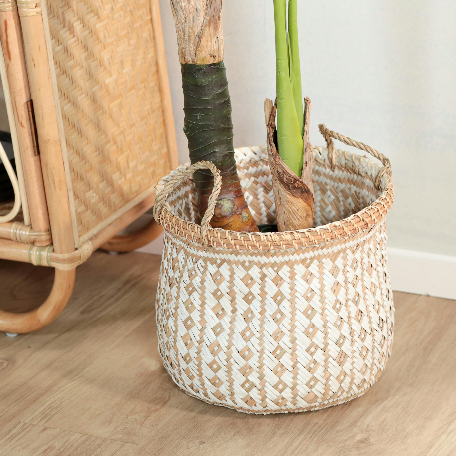 Panier rond blanc 40x40x30cm
