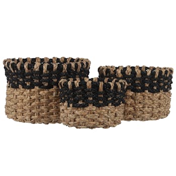 Panier rond en feuilles de maïs (lot de 3)