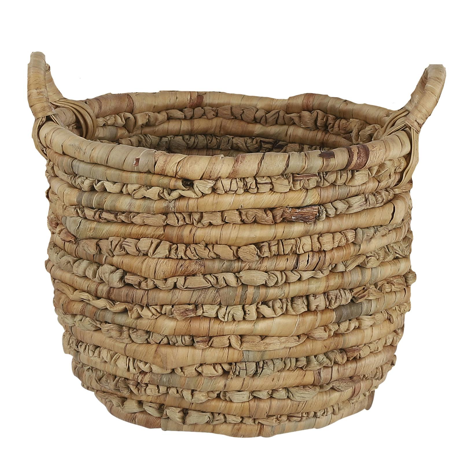Panier rond en jacinthe d'eau beige h46xd49cm
