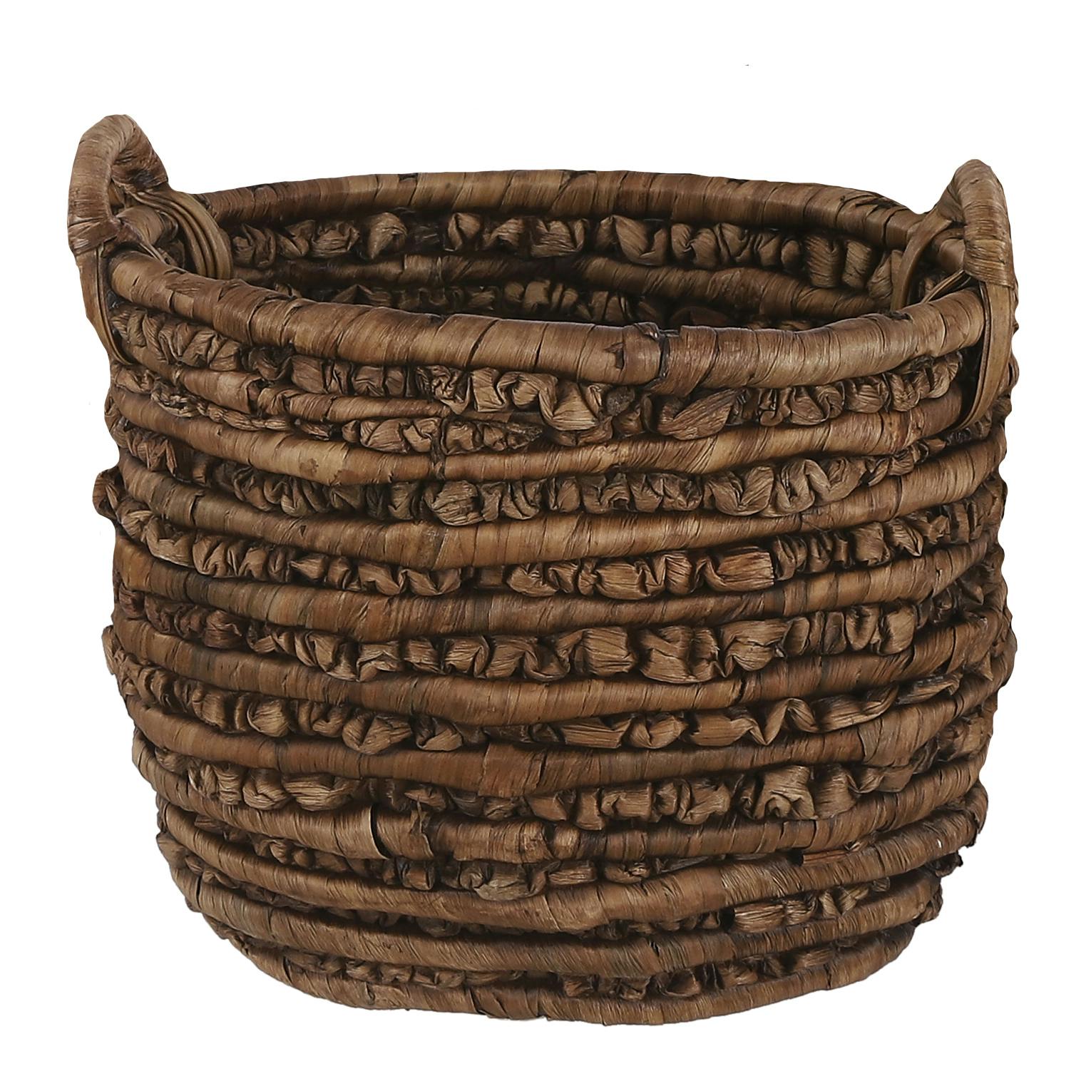 Panier rond en jacinthe d'eau marron h46xd49cm