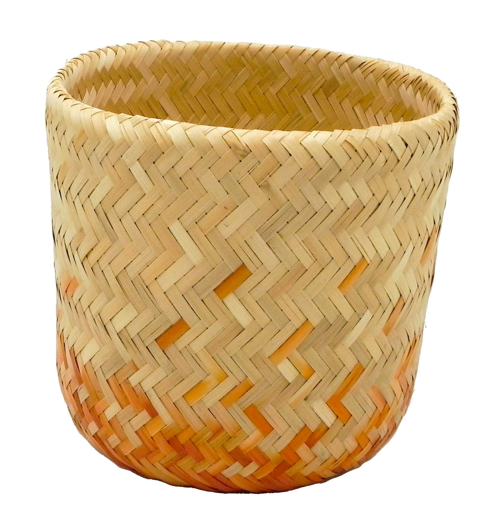 Panier rond en osier naturel et rouge orangé 36 cm