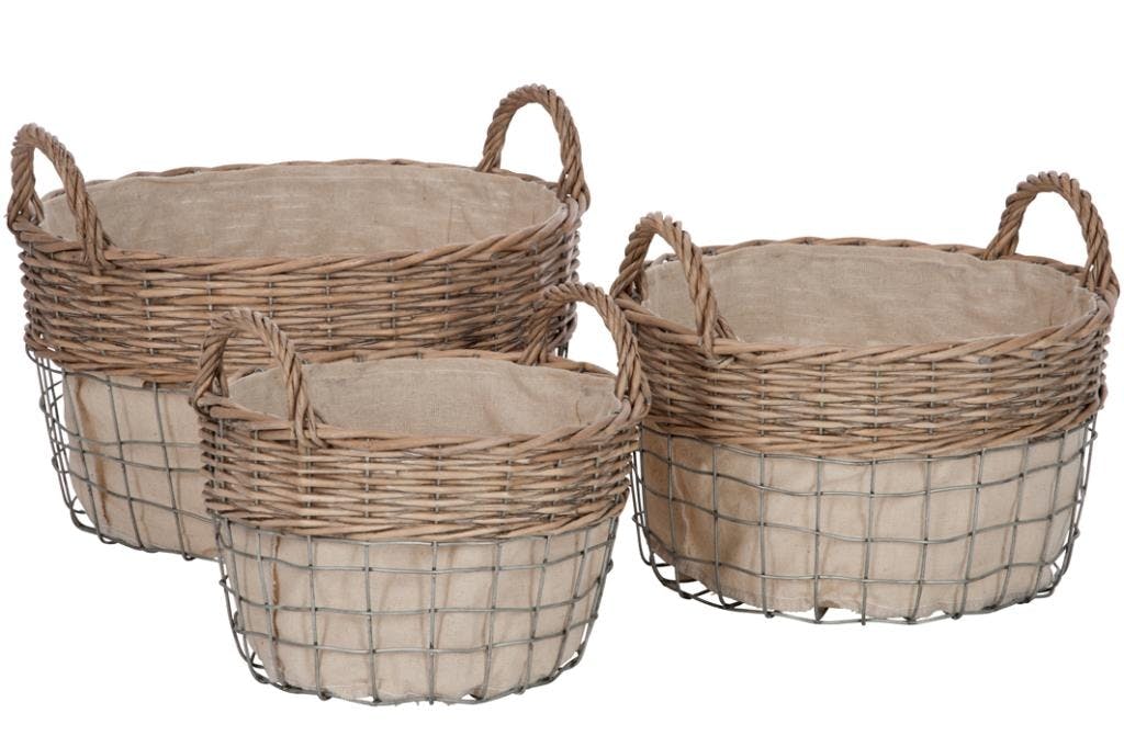 Panier rond rotin métal naturel grand modèle 35x20x27cm