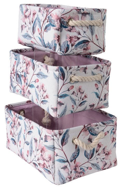 Paniers de rangement empilables fleurs (lot de 3)