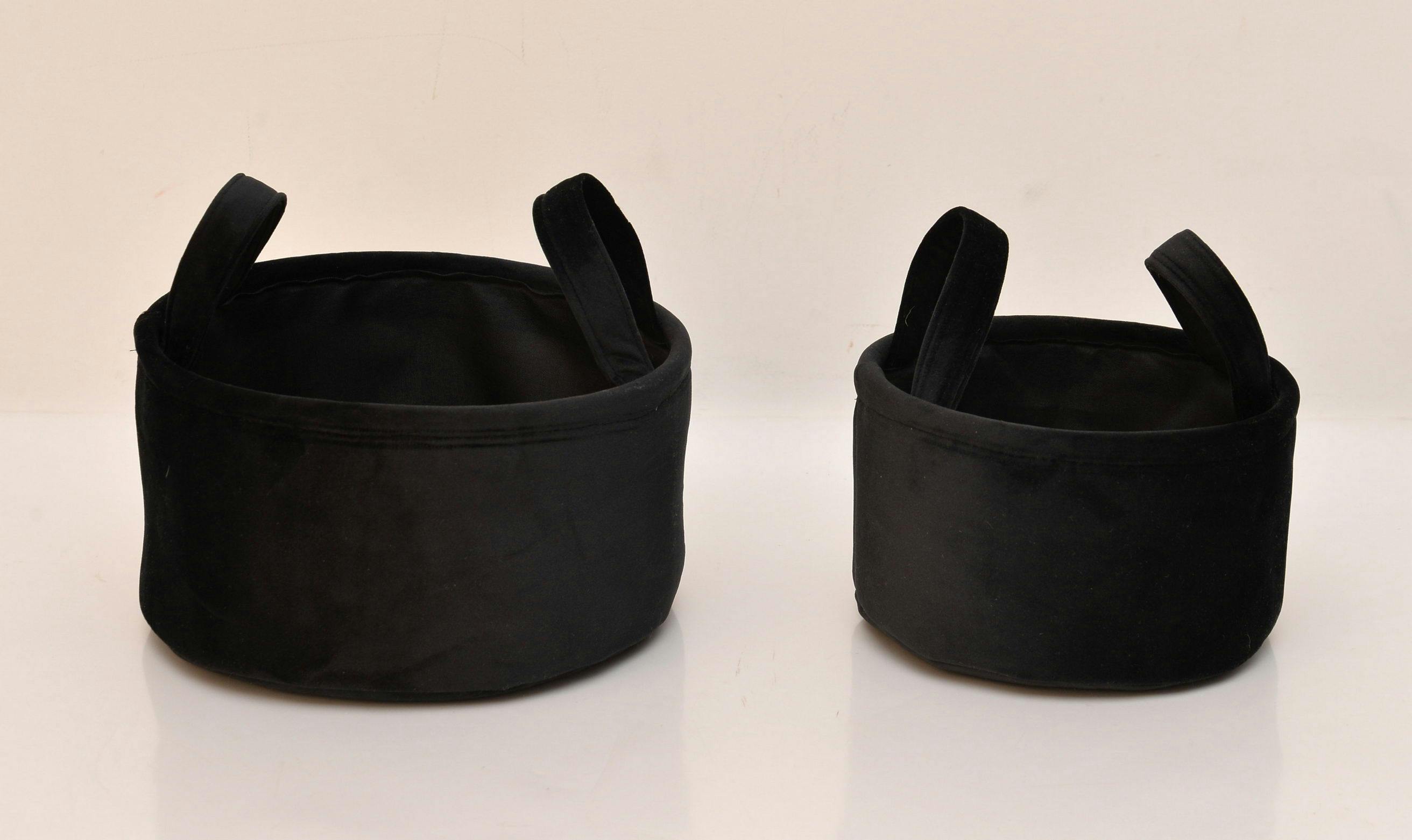 Paniers noirs velours à anses (lot de 2)