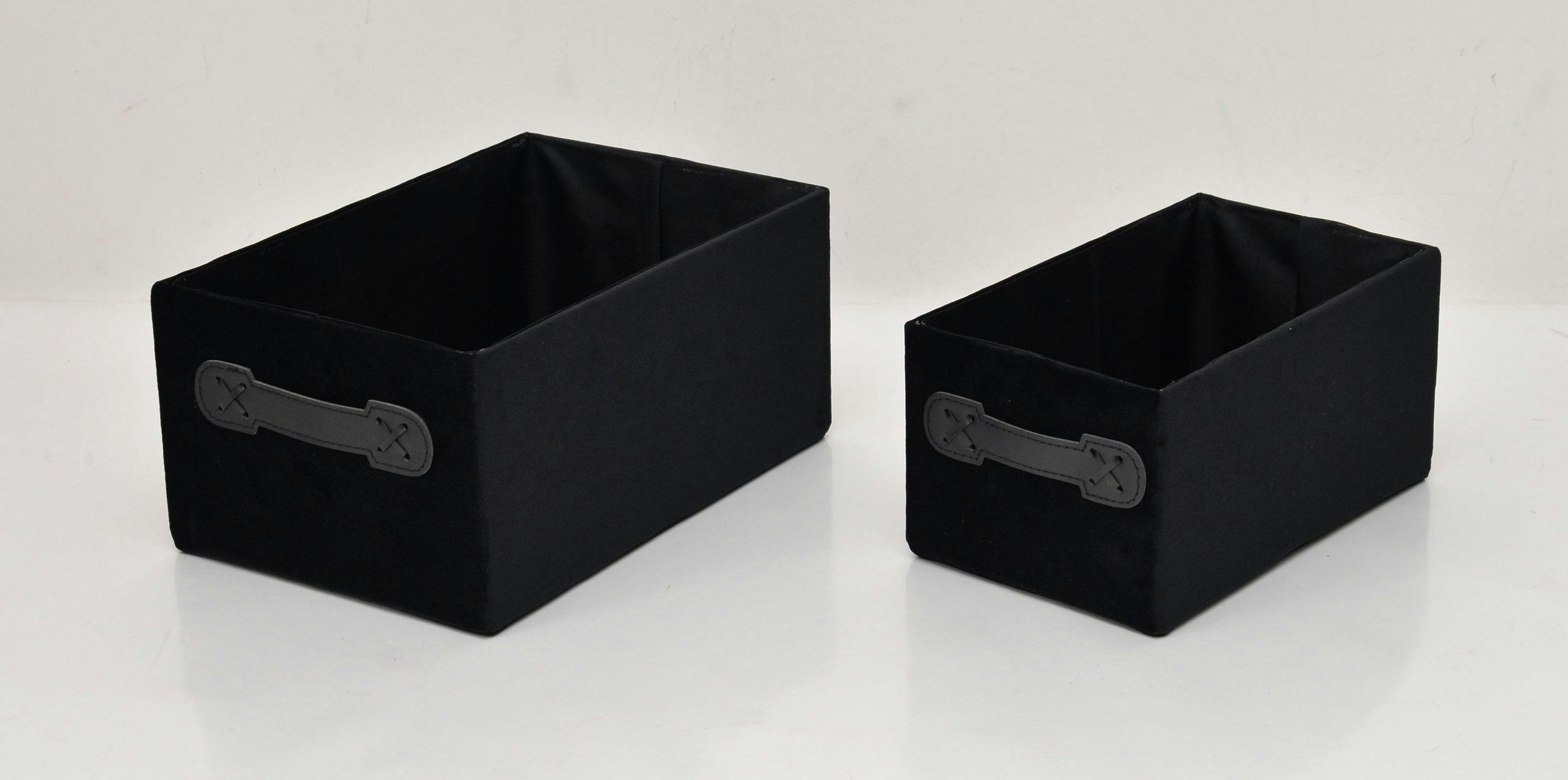 Paniers noirs velours rectangle (lot de 2)