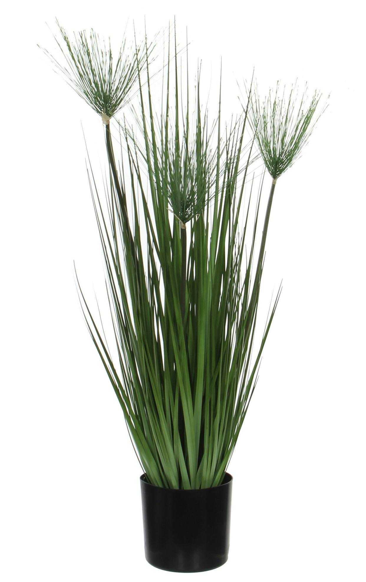 Papyrus vert artificiel en pot PVC noir D12xH76cm