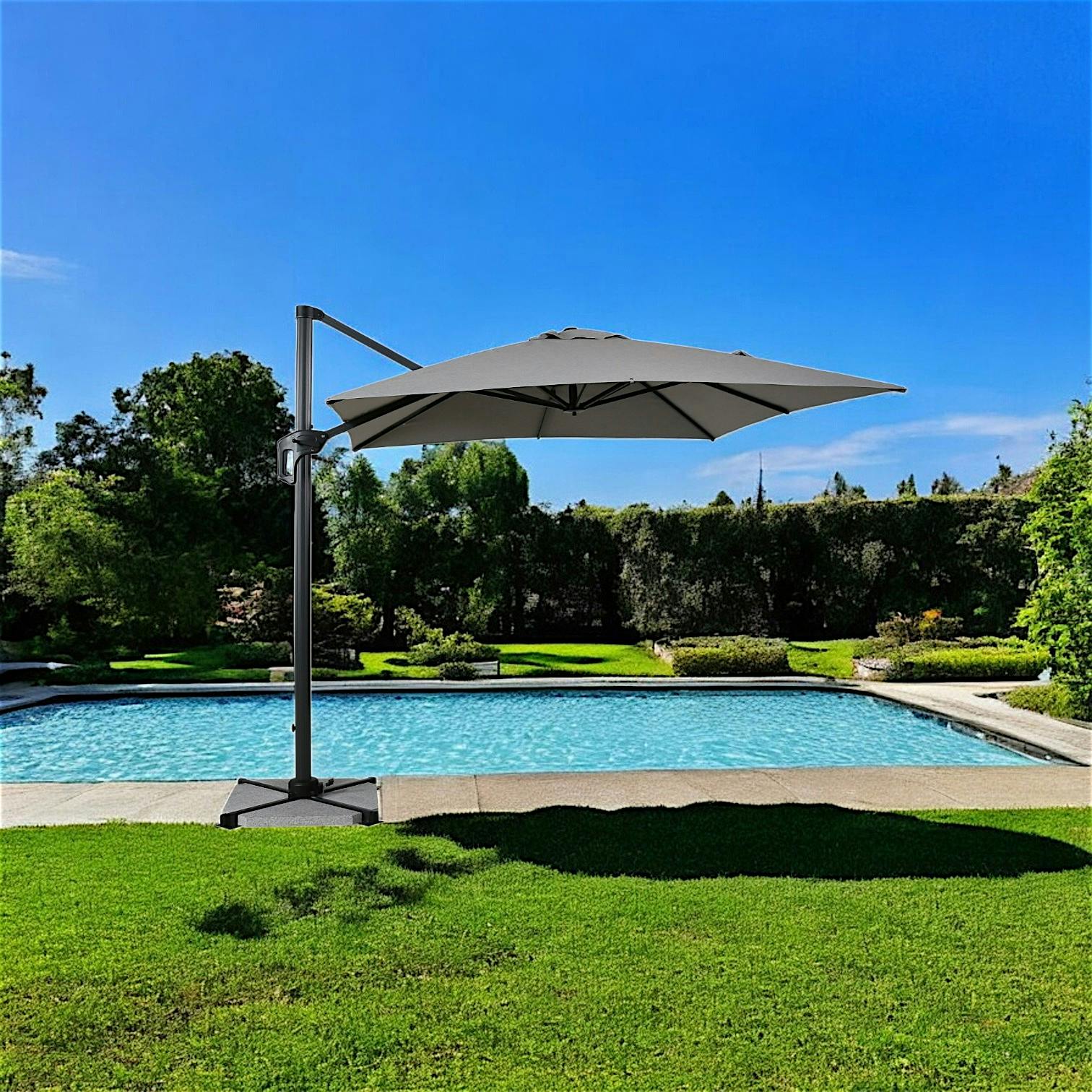 Parasol déporté rotatif gris clair 250 cm