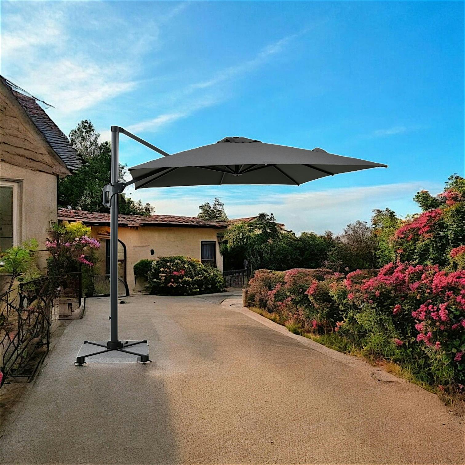 Parasol déporté rotatif gris foncé 250 cm