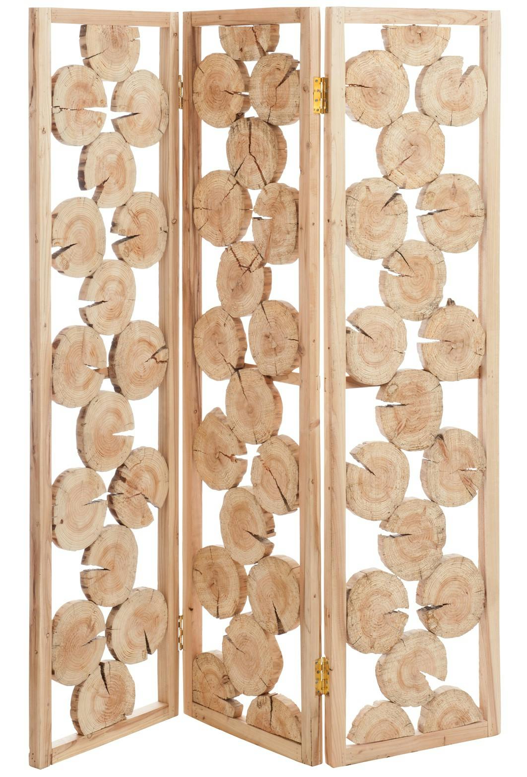 Paravent 3 volets en pin naturel - 50x186cm